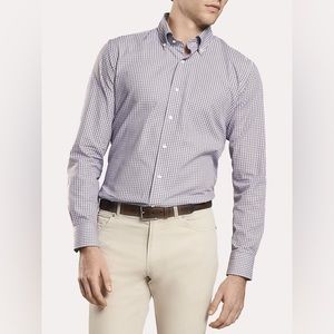 J.Crew Shirt Mens 100% Cotton L Tailored Fit White Purple Plaid Washed Casual